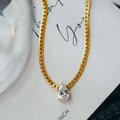 Aurelia Pave Heart 18K Gold Snake Chain