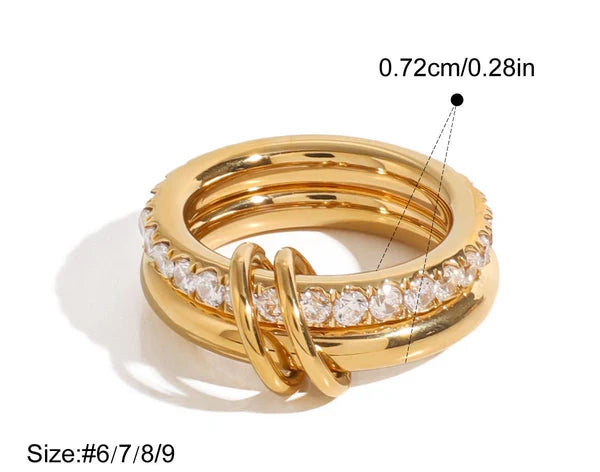 Iris Gala 18K Gold Double-Band Mosaic Ring