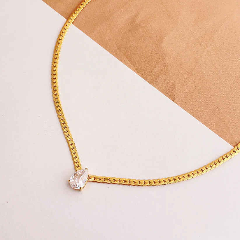 Aurelia Pave Heart 18K Gold Snake Chain