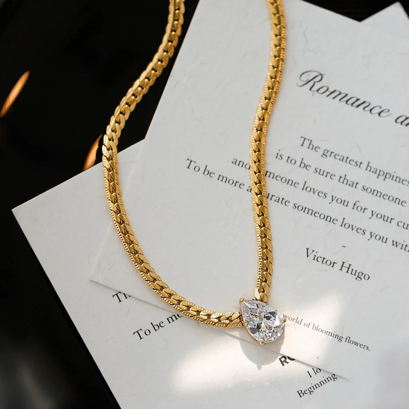 Aurelia Pave Heart 18K Gold Snake Chain