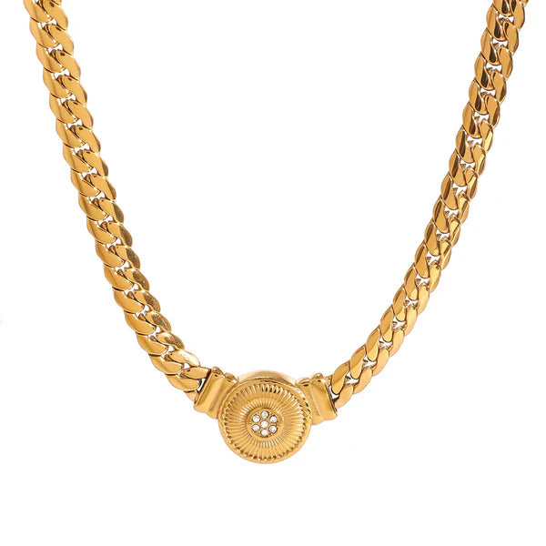Serpentine 18K Gold Pave Spiral Choker