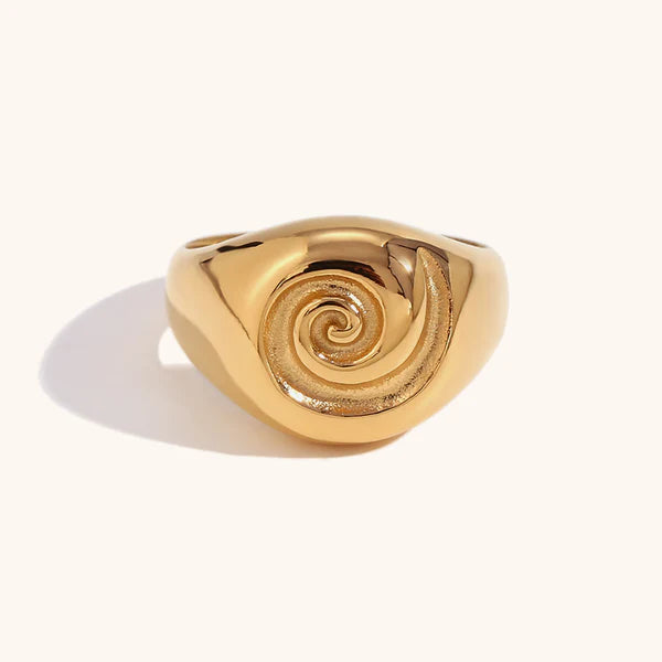 Solaris 18K Gold Sculptural Spiral Dome Ring