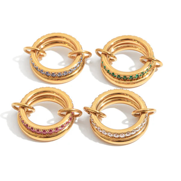 Iris Gala 18K Gold Double-Band Mosaic Ring