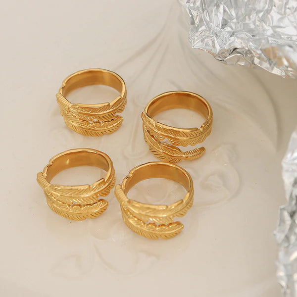 Elowen Leaf 18K Gold Layered Ring