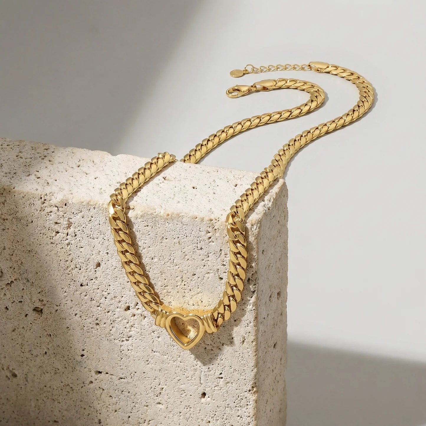 14K Serene Heart Snake Chain Necklace