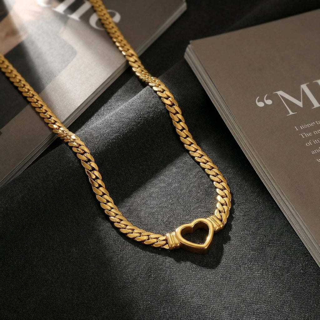 14K Serene Heart Snake Chain Necklace