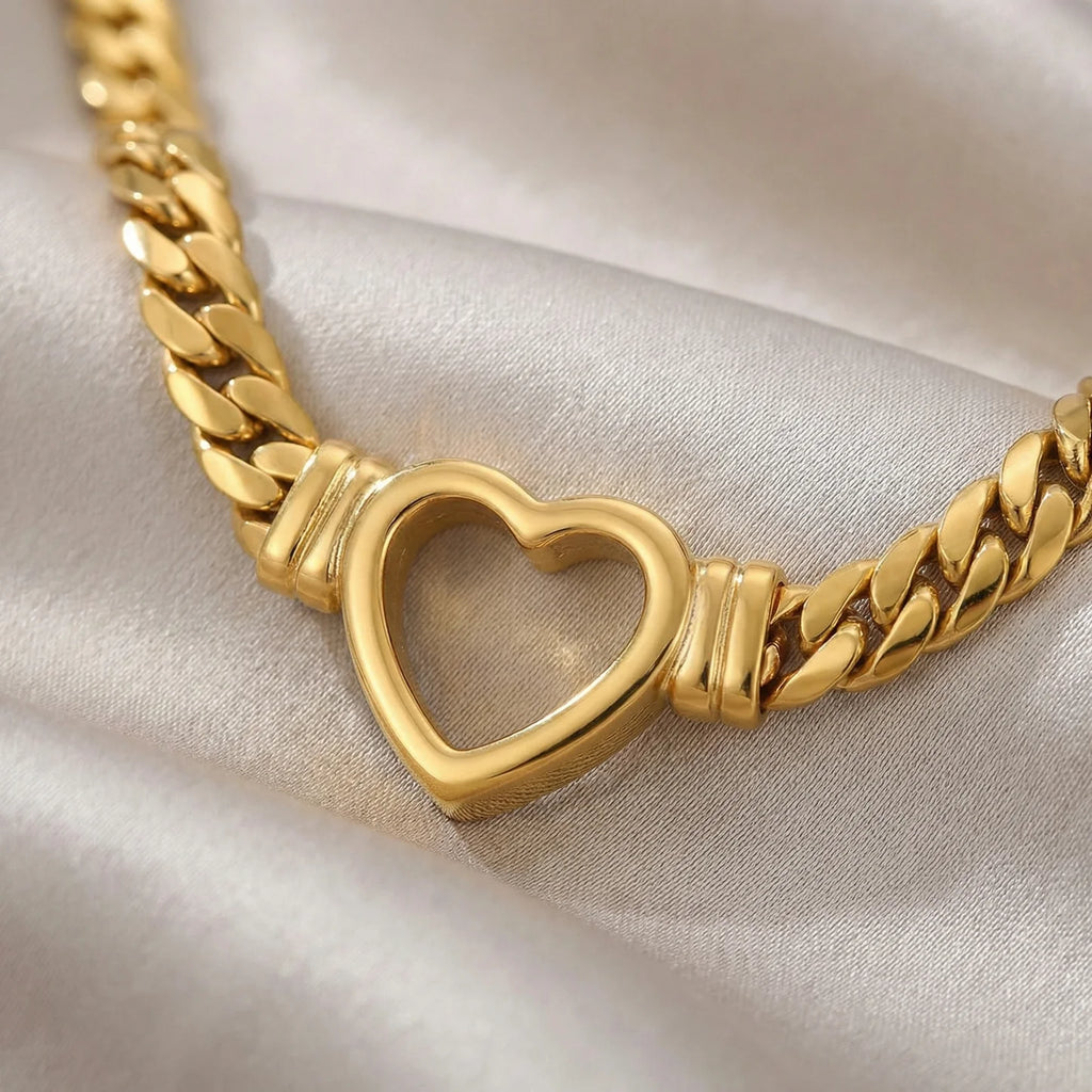 14K Serene Heart Snake Chain Necklace