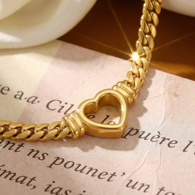 14K GoldSerene Heart Snake Chain Necklace