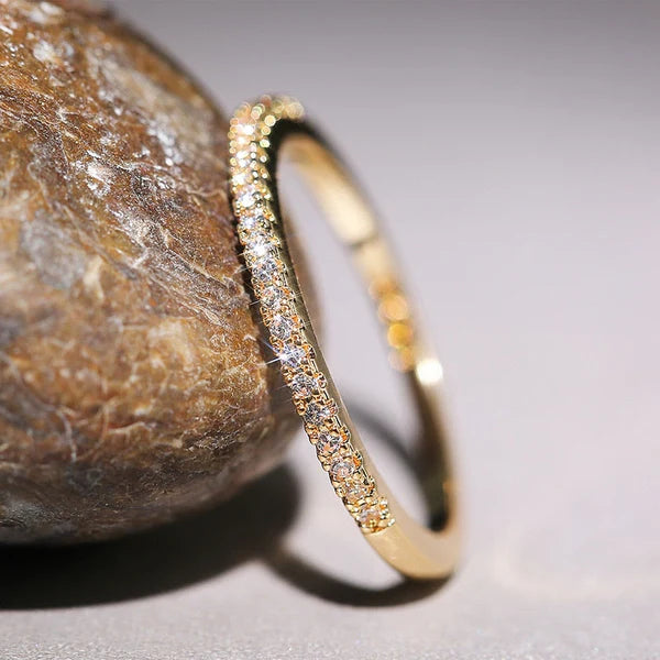 Stellar 18K Gold Vermeil Minimalist Micro-Pave Ring